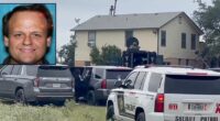 Inset: Charles Byrd (BCSO). Background: SWAT team executing a search warrant and arresting Byrd in Texas (BCSO).