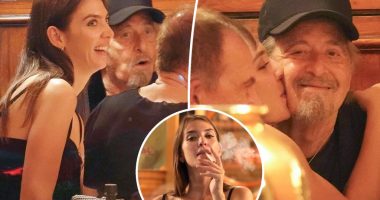 Al Pacino, 85, gets smooch from much-younger Italian journalist at dinner in Rome