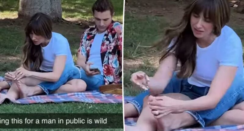 Alison Brie cuts Dave Franco’s toenails in public park — and fans have thoughts on ‘TMI’ video