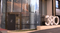 Toll Group's head office on St Kilda Road was targeted by anti-Israel activists.