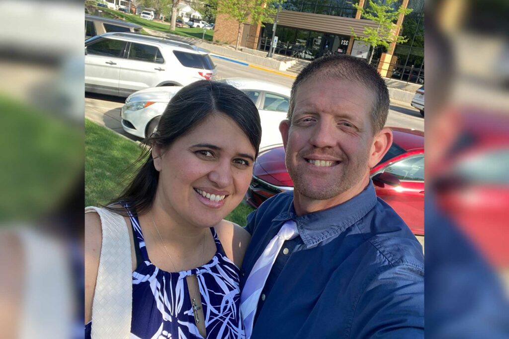 A selfie of Clinton and Cristen Brink