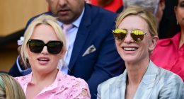 Aussies Cate Blanchett, Rebel Wilson & Russell Crowe attend Wimbledon