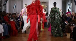 Ayissi fuses African tradition and Parisian craft with bold flower forms at fall couture show