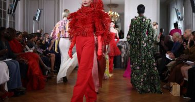 Ayissi fuses African tradition and Parisian craft with bold flower forms at fall couture show