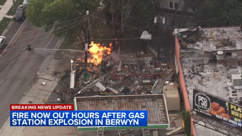 Berwyn explosion destroys gas station at Ogden and Oak Park avenues, fire burns for hours, officials say