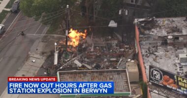 Berwyn explosion destroys gas station at Ogden and Oak Park avenues, fire burns for hours, officials say
