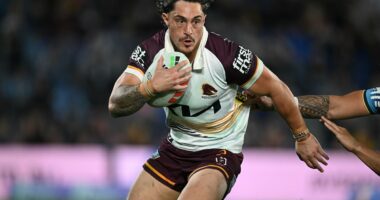 Brisbane Broncos fan's VERY cheeky reference to Kotoni Staggs sex tape during win over Gold Coast Titans