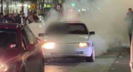 Chaos as car hoons takeover iconic Melbourne strip
