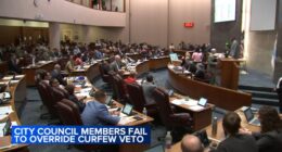 Chicago Mayor Brandon Johnson officially vetoes curfew ordinance at City Council meeting; aldermen override fails