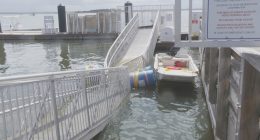 Collapsed gangway knocks out power at Fernandina Harbor Marina