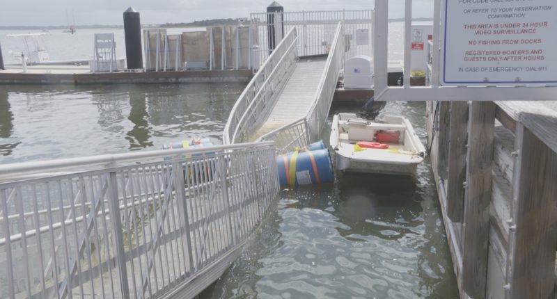 Collapsed gangway knocks out power at Fernandina Harbor Marina