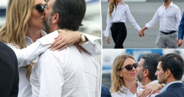 Donald Trump Jr. and girlfriend Bettina Anderson can’t resist excessive PDA before President Trump’s arrival