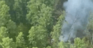 The site of a plane crash in Russia.