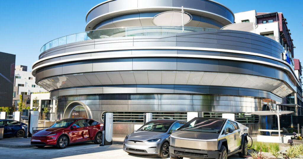 Elon Musk devotees camp out for hours to get a glimpse of new Tesla diner