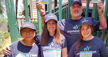 Shirley-Anne Gardiner (centre) with other Momentum Mental Health staff members.