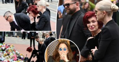 Grief-stricken Sharon Osbourne and kids put on united front at Ozzy’s funeral procession