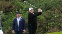 Huge military operation locks down Scottish golf course as Donald Trump plays a round after warning 'horrible invasion' of migrants is 'killing Europe'