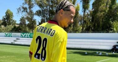 Hugo Ekitike was spotted training in retro Steven Gerrard shirt a MONTH before £80m Liverpool move