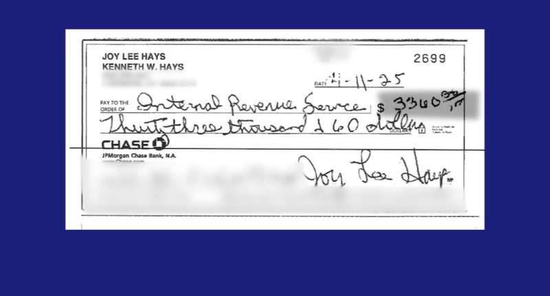 IRS penalizes California couple who accidentally wrote $33,000 check instead of $3,000 on their income taxes