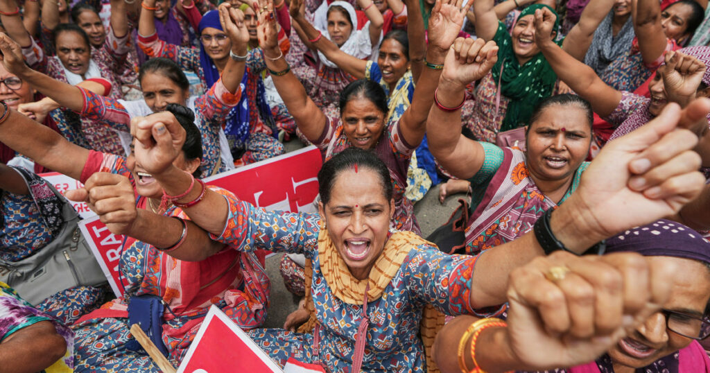 Indian workers go on a daylong nationwide strike against Modi's economic reforms