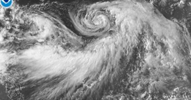Iona strengthens to a Category 3 hurricane in the central Pacific off southern Hawaii