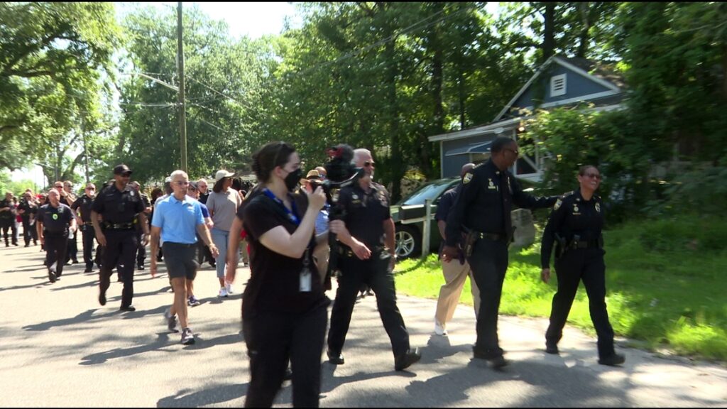 Jacksonville Sheriff T.K. Waters takes to Canal Street for crime prevention walk