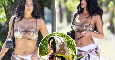 Kylie Jenner soaks up the sun in ab-baring satin bralette on Tuscany vacation