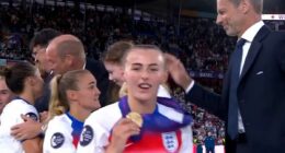 Lioness fans spot hilarious first words 'legend' Chloe Kelly shouts after being congratulated by Prince William as she heads home for a heroes' welcome 