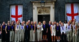 Lionesses are treated to No10 reception with Angela Rayner after arriving back in the UK to heroes' welcome after their history-making second Euros victory
