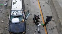 Man charged after rock attack on agents during LA anti-ICE protests