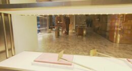 An SUV drove through the window of the Fendi store at the intersection of Elizabeth and Market Street at 3.45am today.