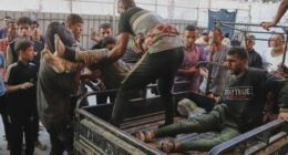 Palestinians who were injured during a food distribution at a center run by the Gaza Humanitarian Foundation, a U.S.-backed organization approved by Israel, are brought to Nasser Hospital in Khan Younis, southern Gaza Strip, Saturday, July 19, 2025. (AP Photo/Mariam Dagga)