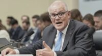 Former Prime Minister Scott Morrison testifying at a congressional hearing in Washington D.C on July 24.