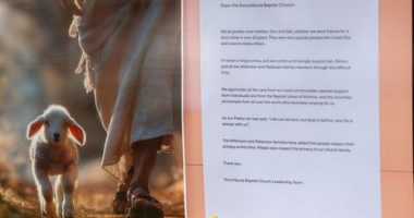Patterson was found guilty of their murder. Korumburra Baptist Church Leadership Team left a message posted outside the church this afternoon.