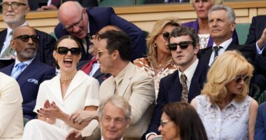Paul Mescal and Andrew Scott laugh with Keira Knightley at Wimbledon