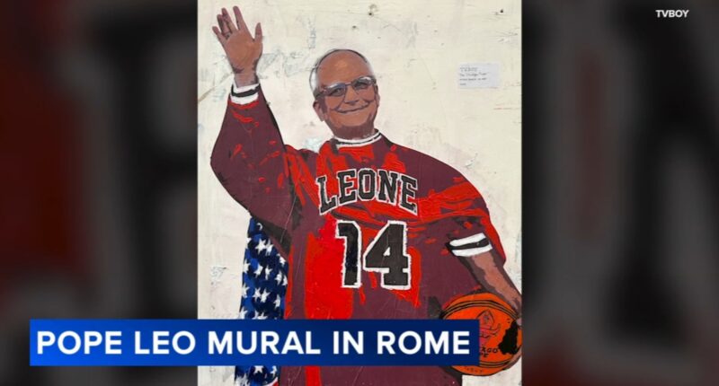 Pope Leo XIV news: Street mural in Rome by TVBoy depicts Chicago native Pope Leo in Chicago Bulls uniform, evoking Michael Jordan