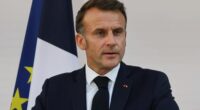 French President Emmanuel Macron speaks to the army leaders at the Hotel le Brienne, Sunday, July 13, 2025, ahead of the Bastille Day parade in Paris. (Ludovic Marin, Pool Photo via AP)