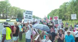 Protestors oppose another immigration detention facility at Camp Blanding