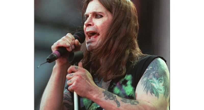FILE - In this June 15, 1997 file photo, Ozzy Osbourne performs with Black Sabbath during the Ozzfest concert at the Meadowlands in East Rutherford, N.J. (AP Photo/Bill Kostroun, file)