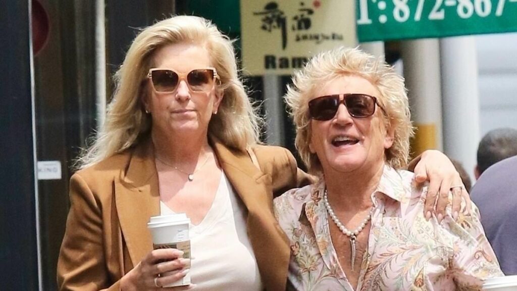 Rod Stewart, 80, and his wife Penny Lancaster, 54, look as loved-up as ever as they wrap their arms around each other on New York stroll