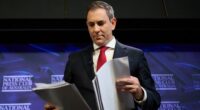 Australian Treasurer Jim Chalmers during an address at the National Press Club on 18 June, 2025.