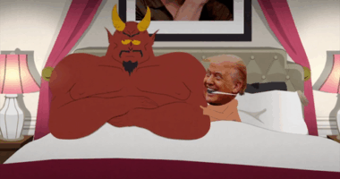 An episode of popular television show South Park depicting an animation ofDonald Trump in bed with Satan.