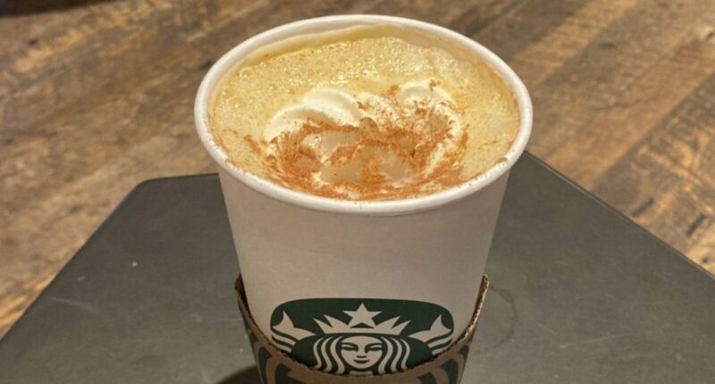 A Pumpkin Spice Latte drink rests on a table at a Starbucks in New York, on Thursday, Aug. 24, 2023. (AP Photo/Peter Morgan, File)