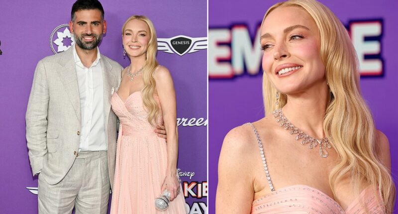 Taut-faced Lindsay Lohan escorts husband to Freakier Friday premiere