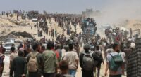 The food is just outside the border. But getting it to Gaza's starving is a chaotic process