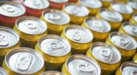 A row of soft drink cans.