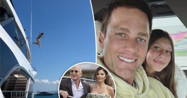 Tom Brady takes daughter Vivian on a yacht after weekend of partying with Jeff Bezos and Lauren Sánchez