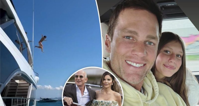 Tom Brady takes daughter Vivian on a yacht after weekend of partying with Jeff Bezos and Lauren Sánchez