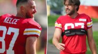 Travis Kelce debuts dramatic hair transformation at Chiefs training camp: ‘RIP the luscious locks’