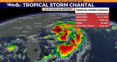 Tropical Storm Chantal forecast to bring heavy rain to the Carolinas